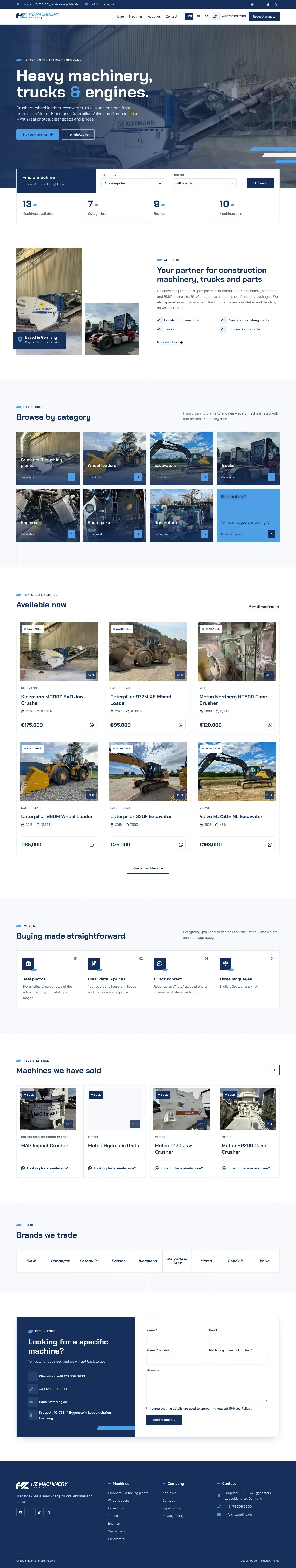HZ Machinery Trading website designed and built by NourSky: Home