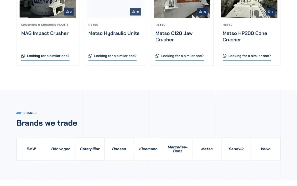 HZ Machinery Trading website design, section 7 of 8